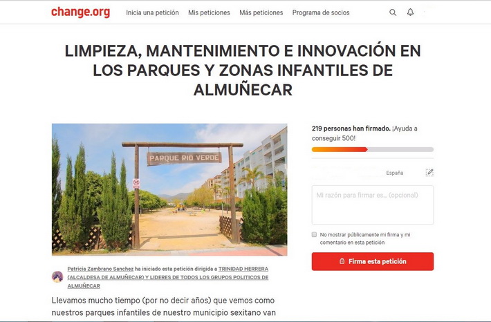 CA presentará al pleno municipal una moción para la limpieza, mantenimiento e innovación en los parques y zonas infantiles de Almuñécar.